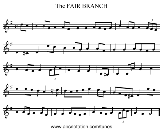 FAIR BRANCH, The - staff notation