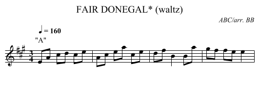 FAIR DONEGAL* (waltz) - staff notation