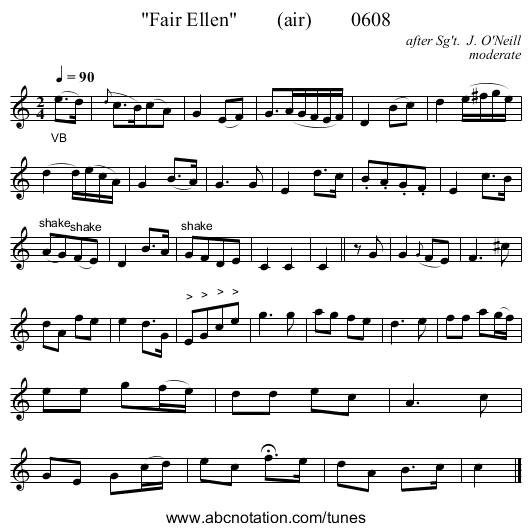 Fair Ellen        (air)        0608 - staff notation