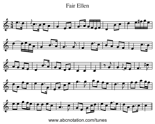 Fair Ellen - staff notation