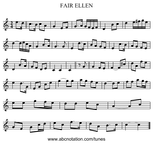 FAIR ELLEN - staff notation