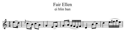 Fair Ellen - staff notation