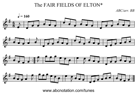 FAIR FIELDS OF ELTON*, The - staff notation