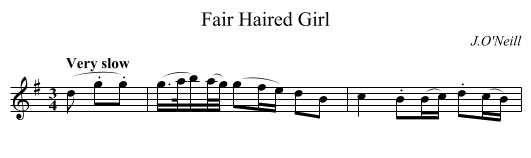 Fair Haired Girl - staff notation