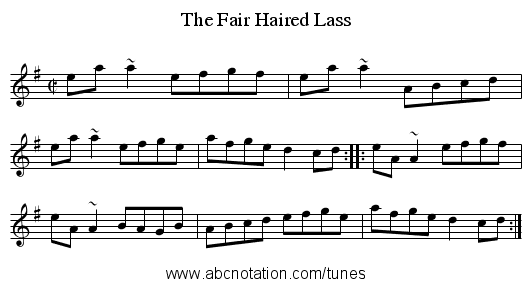 Fair Haired Lass, The - staff notation