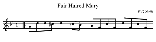Fair Haired Mary - staff notation