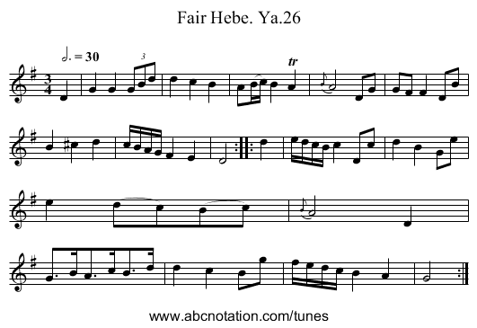 Fair Hebe. Ya.26 - staff notation
