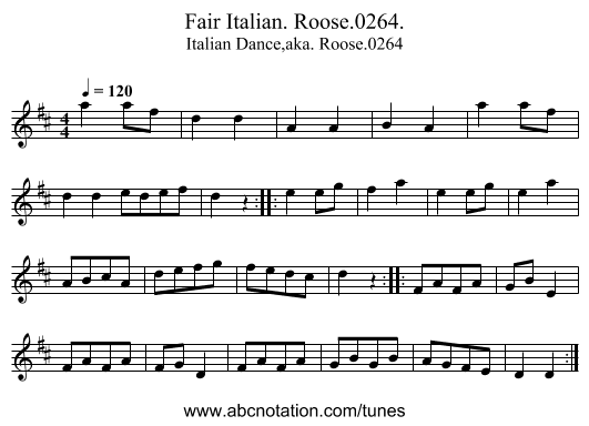 Fair Italian. Roose.0264. - staff notation