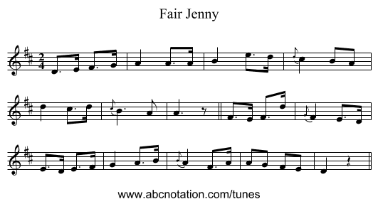 Fair Jenny - staff notation