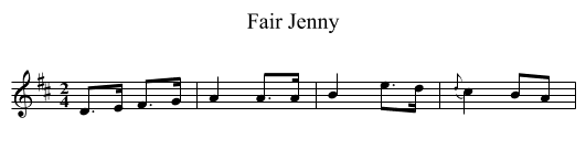 Fair Jenny - staff notation