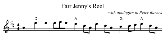 Fair Jenny's Reel - staff notation
