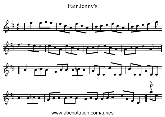Fair Jenny's - staff notation
