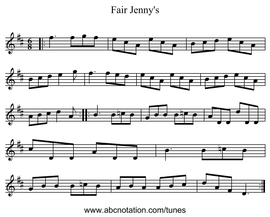 Fair Jenny's - staff notation