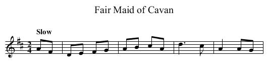 Fair Maid of Cavan - staff notation