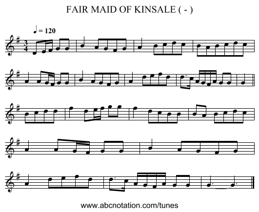 FAIR MAID OF KINSALE ( - ) - staff notation