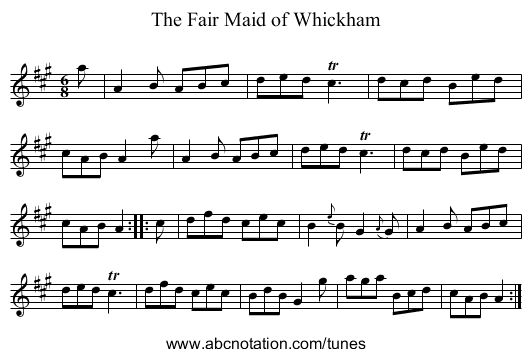 Fair Maid of Whickham, The - staff notation