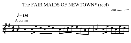 FAIR MAIDS OF NEWTOWN* (reel), The - staff notation