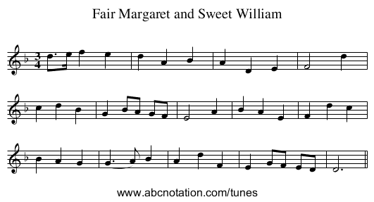 Fair Margaret and Sweet William - staff notation