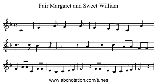 Fair Margaret and Sweet William - staff notation
