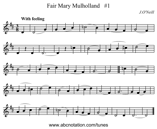 Fair Mary Mulholland   #1 - staff notation