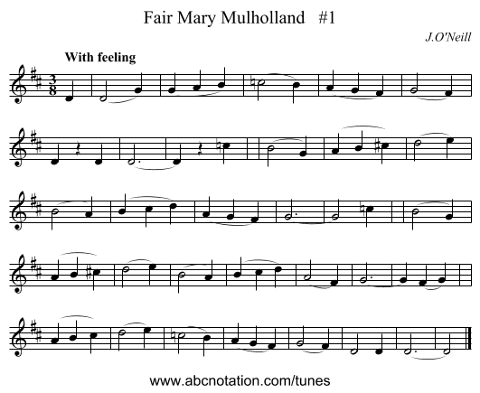 Fair Mary Mulholland   #1 - staff notation
