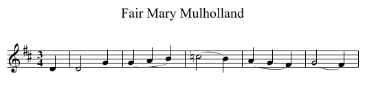 Fair Mary Mulholland - staff notation