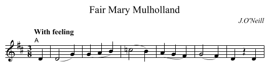 Fair Mary Mulholland - staff notation