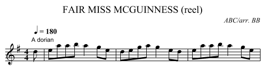 FAIR MISS MCGUINNESS (reel) - staff notation