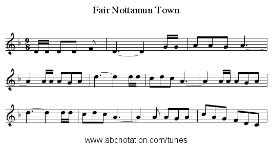 Fair Nottamun Town - staff notation