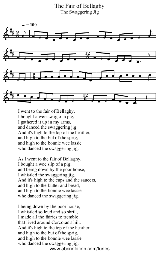 Fair of Bellaghy, The - staff notation