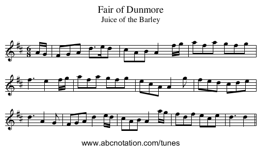 Fair of Dunmore - staff notation