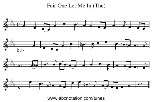 Fair One Let Me In (The) - staff notation