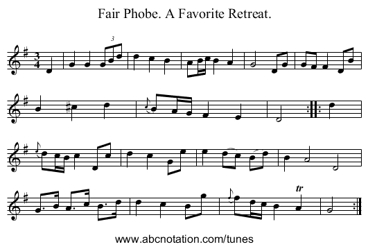Fair Phobe. A Favorite Retreat. - staff notation