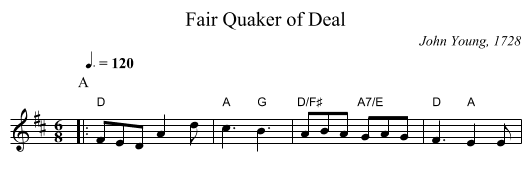 Fair Quaker of Deal - staff notation