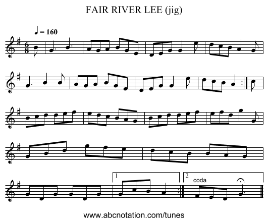 FAIR RIVER LEE (jig) - staff notation