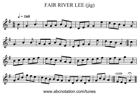 FAIR RIVER LEE (jig) - staff notation