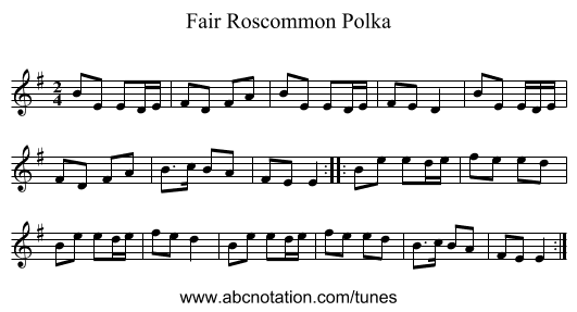 Fair Roscommon Polka - staff notation