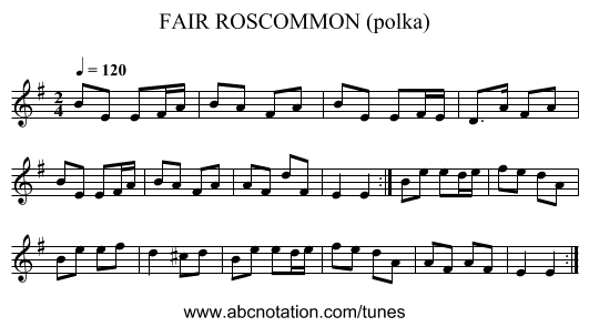 FAIR ROSCOMMON (polka) - staff notation