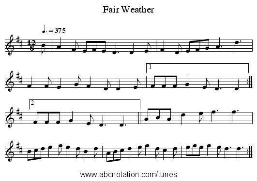 Fair Weather - staff notation