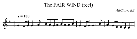 FAIR WIND (reel), The - staff notation