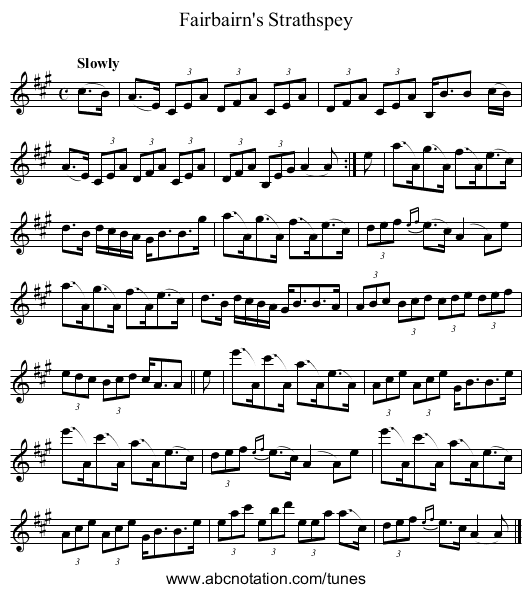 Fairbairn's Strathspey - staff notation
