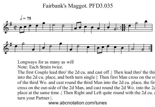 Fairbank's Maggot. PFD3.035 - staff notation