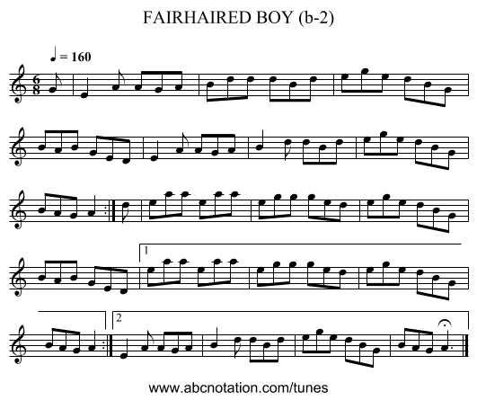FAIRHAIRED BOY (b-2) - staff notation