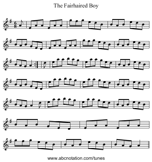 Fairhaired Boy, The - staff notation