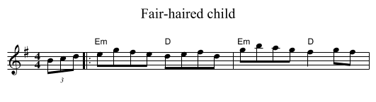 Fair-haired child - staff notation