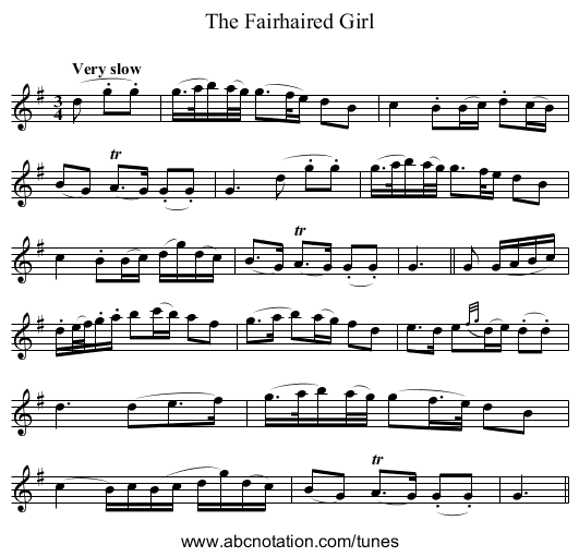 Fairhaired Girl, The - staff notation