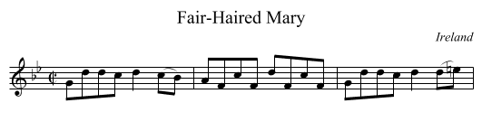 Fair-Haired Mary - staff notation