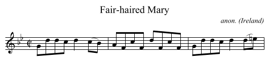 Fair-haired Mary - staff notation