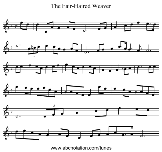 Fair-Haired Weaver, The - staff notation