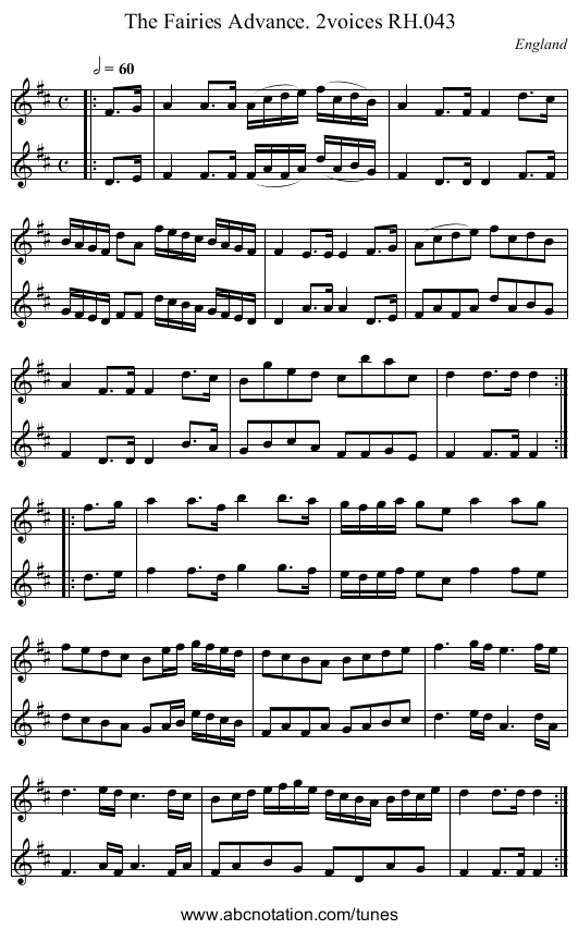 Fairies Advance. 2voices RH.043, The - staff notation